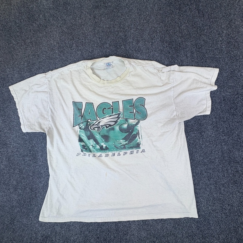Vintage Delta Pro Weight Philadelphia Eagles Football Shirt Mens XL Beige Cotton